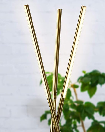 Brightech Stix Floor Lamp, Tall Tree Lamp for Offices, LED Tripod Lamp for Living Rooms, Great Living Room Décor, Dimmable Standing Lamp With 3 Lights for Bedroom Reading - Gold/Brass - LeafyLoom