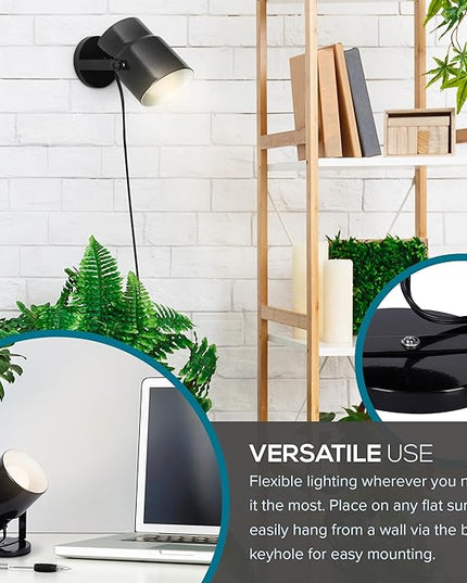 Catalina Lighting 24291-000 Multipurpose Spotlight Accent Lamp, Desk or Wall Mount Lamp for Office, Living Room, Dorm or Bedroom, Smart Home Compatible, Bulb Not Included, 7.5", Metallic Black - LeafyLoom