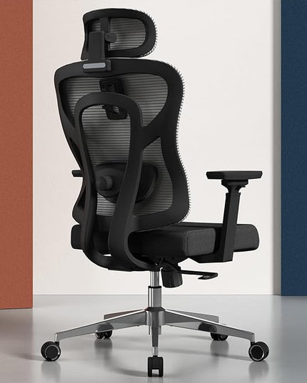 Ergonomic Mesh Office Chair, High Back Desk Chair with 3D Armrests, Adaptive Thoracic Support, 3D lumbar support & Adjustable Headrest, Home Swivel Computer Chair with Tilt Function - LeafyLoom