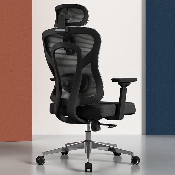 Ergonomic Mesh Office Chair, High Back Desk Chair with 3D Armrests, Adaptive Thoracic Support, 3D lumbar support & Adjustable Headrest, Home Swivel Computer Chair with Tilt Function - LeafyLoom