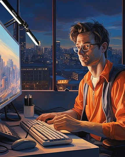 Desk Lamps for Home Office - Double Head LED Desk Lamp with Clamp, 24W, 3 Color Modes, Adjustable Arm, Eye-Caring Light for Study, Drafting, and Crafting, Black - LeafyLoom