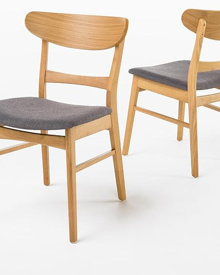 Christopher Knight Home Idalia Dining Chairs, 2-Pcs Set, Dark Grey / Oak Finish - LeafyLoom