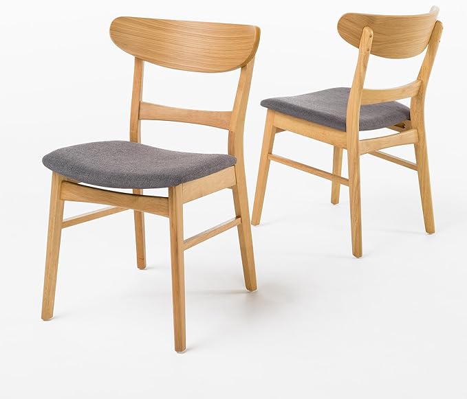 Christopher Knight Home Idalia Dining Chairs, 2-Pcs Set, Dark Grey / Oak Finish - LeafyLoom