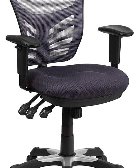Flash Furniture Nicholas Mid-Back Swivel Office and Gaming Chair, Ergonomic Mesh Office Chair with Adjustable Lumbar Support and Height, Dark Gray - LeafyLoom