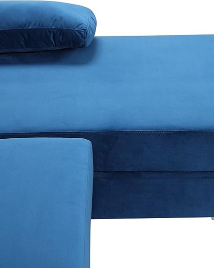 Modern Large Velvet Fabric U-Shape Sectional Sofa, Double Extra Wide Chaise Lounge Couch, Navy - LeafyLoom