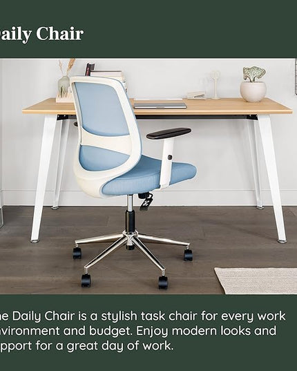 Branch Daily Chair - Computer Office Chair with Swivel, Lumbar Rest, and Adjustable Armrests - Sustainable, Stylish Mesh, & Adjustable Armrests - Comfortable Seating for Improved Posture - Blue - LeafyLoom
