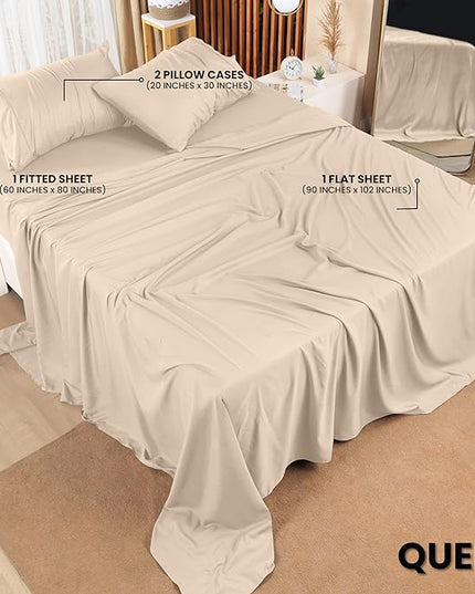Utopia Bedding Queen Bed Sheets Set - 4 Piece Bedding - Brushed Microfiber - Shrinkage and Fade Resistant - Easy Care (Queen, Beige) - LeafyLoom