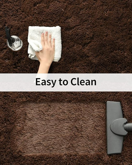 Merelax Soft Shaggy Rug for Kids Bedroom Oval 2.6'x5.3' Brown Plush Fluffy Carpet for Living Room, Furry Carpet for Teen Girls Room, Anti-skid Fuzzy Comfy Rug for Nursery Decor Cute Baby Play Mat - LeafyLoom