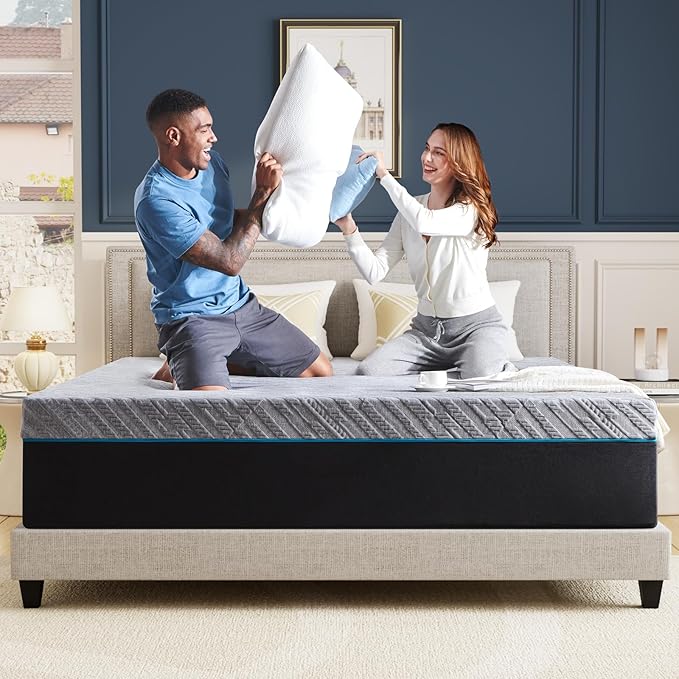 Queen Mattress,10-Inch Queen Size Foam Mattress in Box,Edges Support for Sleep Supportive,60" X 80" X 10",Grey - LeafyLoom