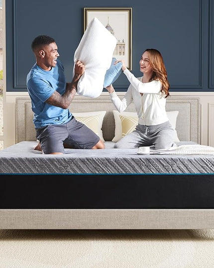 Queen Size Mattress,12-Inch Queen Foam Mattress in Box,Edges Support for Sleep Supportive,60" X 80" X 12",Grey - LeafyLoom