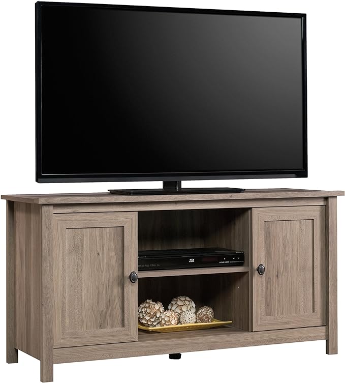 Sauder County Line Panel TV Stand, For TVs up to 47", Salt Oak finish - LeafyLoom