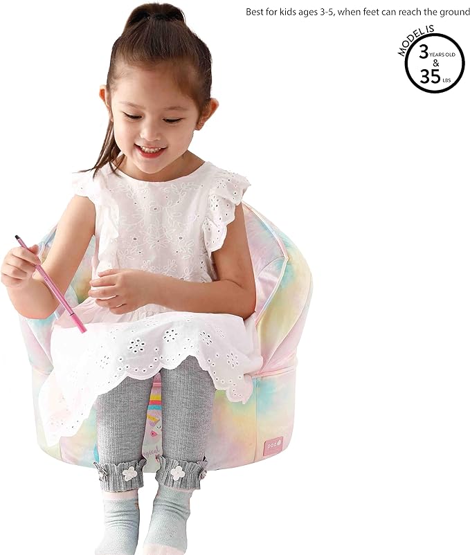 Idea Nuova Unicorn Round Bean Bag Chair for Kids, Ages 3+, Large - LeafyLoom