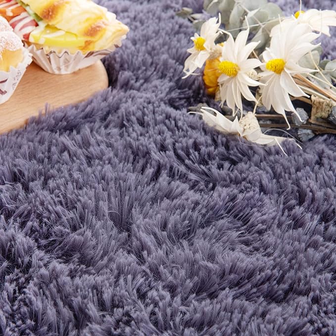 Noahas Ultra Soft Fluffy Bedroom Rugs Kids Room Carpet Modern Shaggy Area Rugs Home Decor 2.6' X 5.3', Taro Purple - LeafyLoom