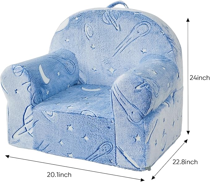 Toddler Chair Kids Plush Chair Sherpa Kids Chairs, Toddler Couch Bean Bag Chairs for Kids Gaming Chair for Kids Glow in The Dark,Starry Sky Blue - LeafyLoom