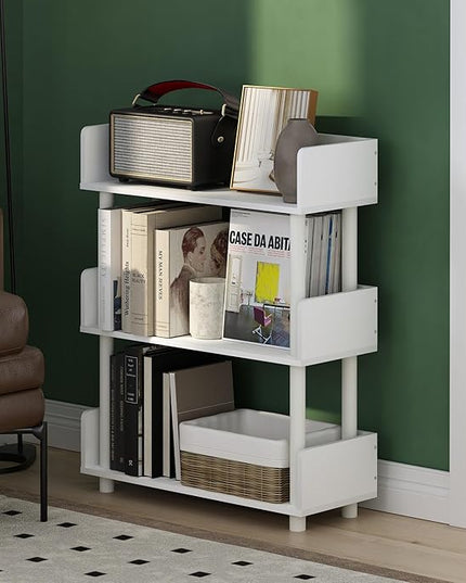 Furinno Turn-N-Tube 3-Tier Freestanding Multipurposes Display Rack, Bookshelf, White/White - LeafyLoom