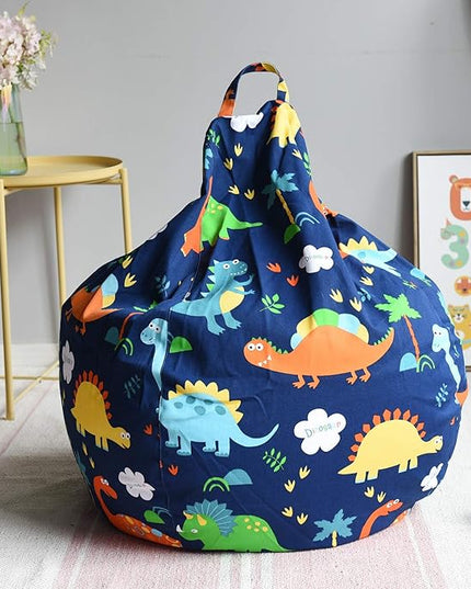 YuppieLife Kids Storage Bean Bag Cover（No Filling）Toy Organizer|Carrying Handle Sofa|Available for Kids and Teenager|Cuddle Chair|Machine Washable and Durable（38“,Dinosaur） - LeafyLoom