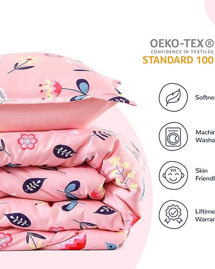 SLEEP ZONE Kids Bedding Full/Queen Comforter Set - Cute Printed for Boys, Girls, Teens, Super Soft, Fade Resistant (Pink Flower, Full/Queen) - LeafyLoom