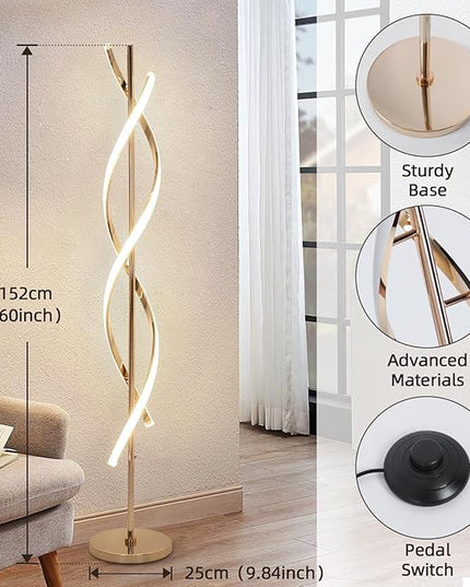 ADISUN 40W LED Floor Lamp Remote Control Dimmable Spiral Floor Lamp Indoor Tall Lamp Floor Lamp for Living Rooms Family Rooms Bedrooms Offices Lighting (Gold) - LeafyLoom