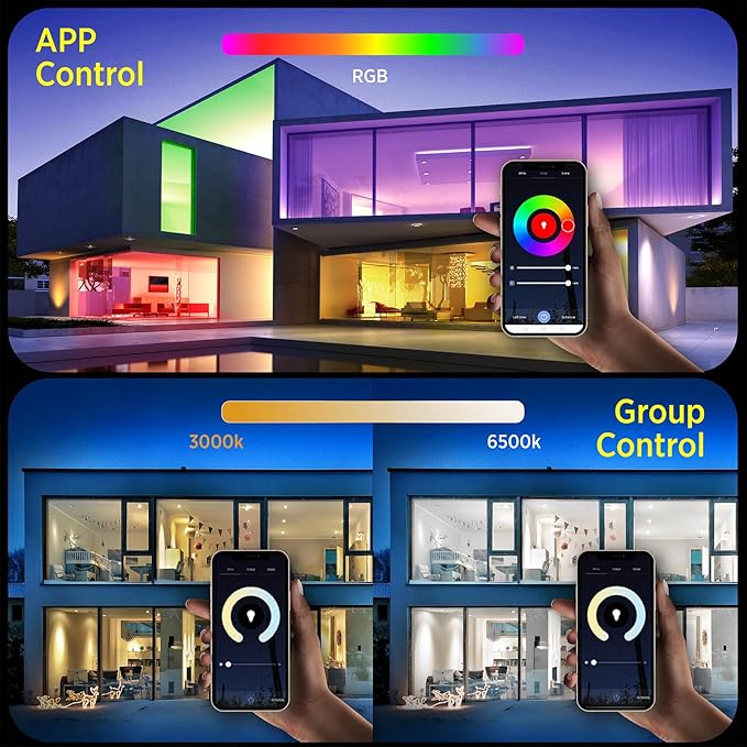 TALOYA Smart Ceiling Light Flush Mount LED WiFi,Compatible with Alexa Google Home,Dimmable Low Profile Ambient Light Fixture for Bedroom Living Room Hallway Kitchen Nursery,12 Inch,RGB Taloya