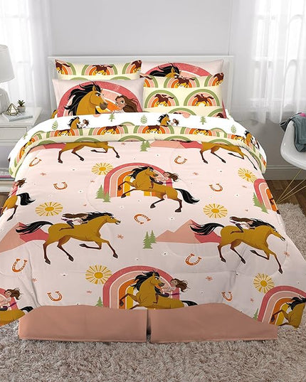 Franco Kids Bedding Super Soft Comforter and Sheet Set with Sham, 7 Piece Full Size, Spirit Riding Free - LeafyLoom