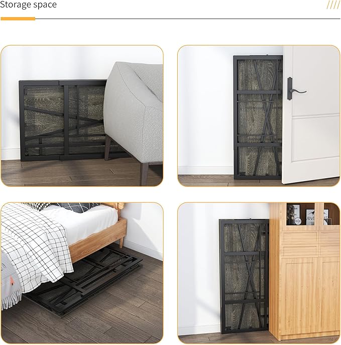 40 inch Folding Desk, Writing Gaming Computer Camping Desk, No Assembly Required Home Office Table, Black Oak - LeafyLoom