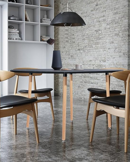 31.5 Inch Square Dining Table for 2-4 People, Modern Functional Table with Wooden Legs for Home Office Kitchen Dining Room Patio Small Spaces, Black - LeafyLoom