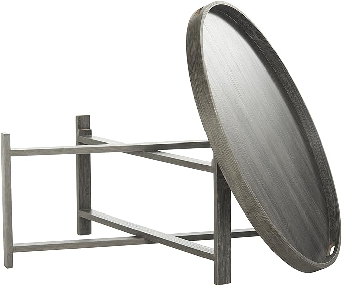 Safavieh Home Collection Cursten Retro Wood Tray Top Coffee Table, Dark Grey - LeafyLoom