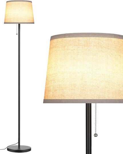Floor Lamp for Living Room, Modern Standing Lamps with Linen Shade, Simple Design Pole Lamps Tall Floor Lamp for Bedroom, Bulb not Included - LeafyLoom