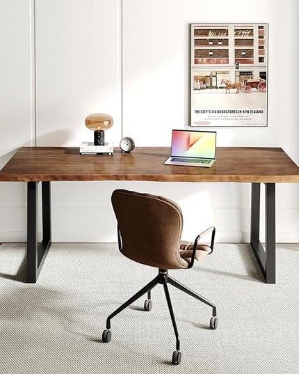 Solid Wood Computer Desk,Rustic Style 55-inch Large Office Desk- Modern Gaming Working for Home Office, Modern Simple Design, Ideal for Study, Writing, Dining - LeafyLoom