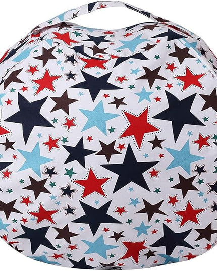 Colorful House Stuffed Animal Storage Bean Bag Chair Cover for Kids Stuffable Zipper Beanbag for Organizing Children Toys Large Canvas(38'',Star) - LeafyLoom