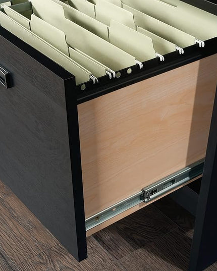 Sauder Trestle Lateral File, L: 32.28" x W: 24.49" x H: 29.41", Raven Oak Finish - LeafyLoom