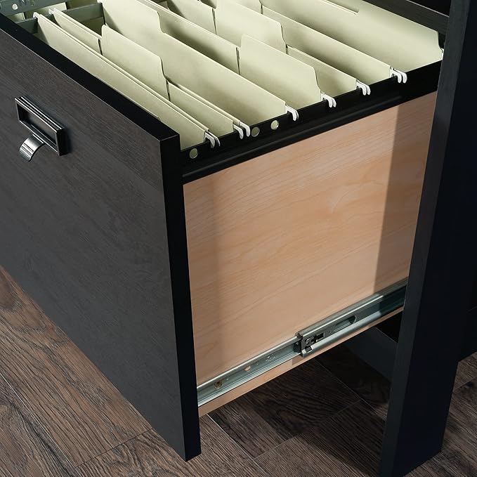 Sauder Trestle Lateral File, L: 32.28" x W: 24.49" x H: 29.41", Raven Oak Finish - LeafyLoom