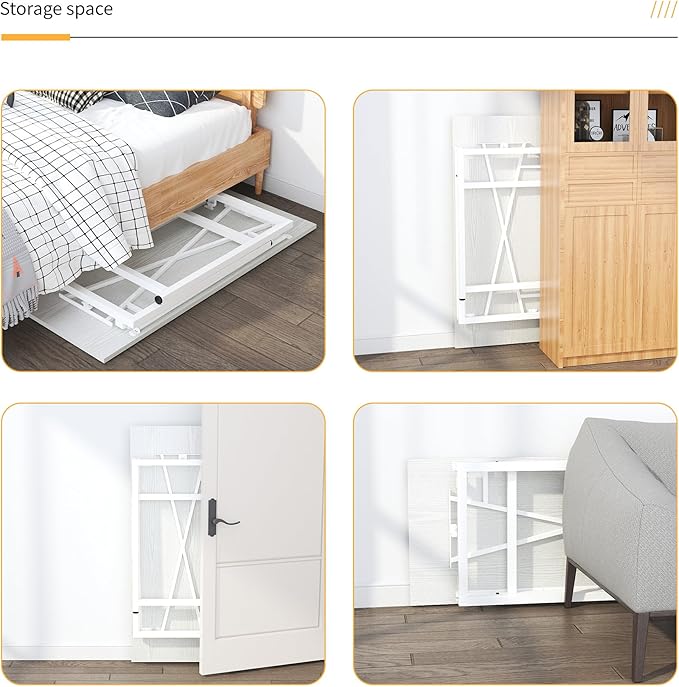 Folding Desk 47 inch No Assembly Required Home Office Table, Writing Gaming Computer Camping Desk, White - LeafyLoom