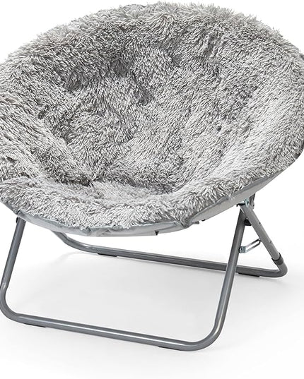 Oversized Mongolian Faux Fur Saucer Chair, Mint - LeafyLoom