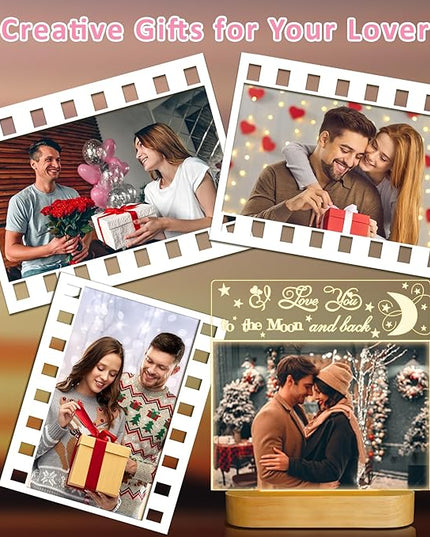 Attivolife Light up Picture Frame, Love You to the Moon and Back Night Light, Warm Color LED Lamp Decor, Romantic Birthday Christmas Thanksgiving Gifts for Lover Wife Husband Family 4x6 Inch - LeafyLoom