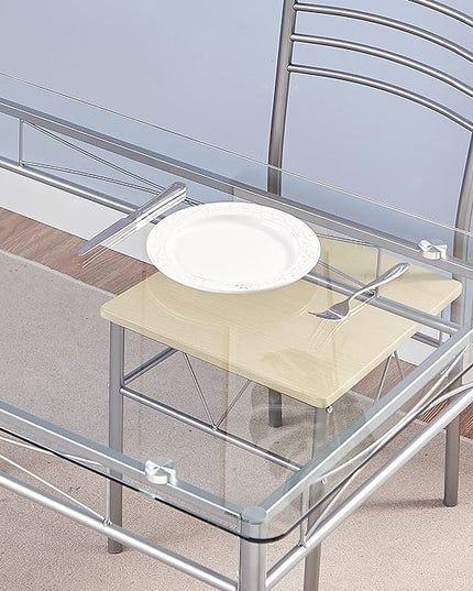 VECELO Dining Table with 4 Chairs [4 Placemats Included-] Silver X-Large - LeafyLoom