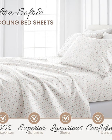 Linen Market 4 Piece King Sheet Set (Pink Floral) - Sleep Better Than Ever with These Ultra-Soft & Cooling Bed Sheets for Your King Size Bed - Deep Pocket Fits 16" Mattress - LeafyLoom