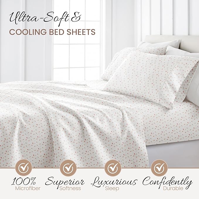 Linen Market 4 Piece King Sheet Set (Pink Floral) - Sleep Better Than Ever with These Ultra-Soft & Cooling Bed Sheets for Your King Size Bed - Deep Pocket Fits 16" Mattress - LeafyLoom