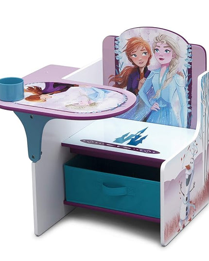 Delta Children Chair Desk with Storage Bin, Disney Frozen II Cup Holders|Arm Rest, Engineered Wood - LeafyLoom