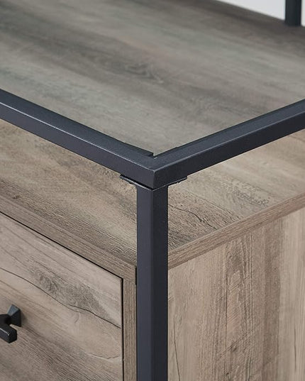 Walker Edison Writing Desk, 56, Glass Top 2 Drawer Computer, 56 Inch, Grey Wash - LeafyLoom