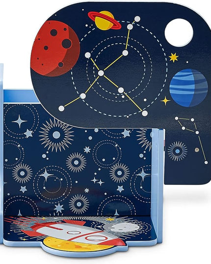 Delta Children Space Adventures Chair Desk with Storage Bin - Ideal for Arts & Crafts, Snack Time, Homeschooling, Homework & More - Greenguard Gold Certified, Blue - LeafyLoom