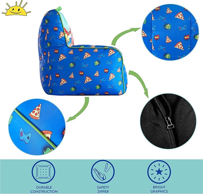 Idea Nuova Ryan's World Toddler Nylon Bean Bag Chair with Piping & Top Carry Handle Large - LeafyLoom