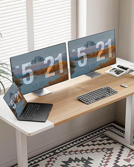 Electric Standing Desk Adjustable - 48 x 24 Inch Sit Stand up Desk with Cable Management - 3 Memory Preset Adjustable Height Desk Computer Home Office Desk - LeafyLoom