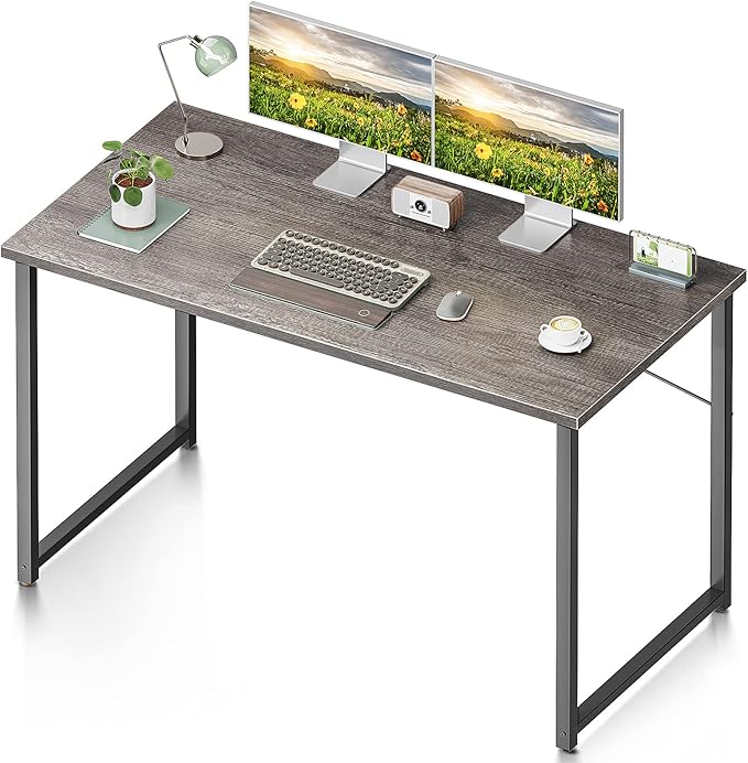 Coleshome 48 Inch Computer Desk, Modern Simple Style Desk for Home Office, Study Student Writing Desk, Grey Oak - LeafyLoom