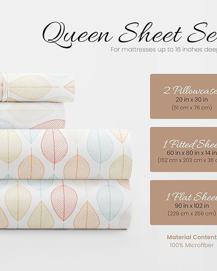 Linen Market 4 Piece Queen Bedding Sheet Set (Yellow Fall) - Sleep Better Than Ever with These Ultra-Soft & Cooling Bed Sheets for Your Queen Size Bed - Deep Pocket Fits 16" Mattress - LeafyLoom