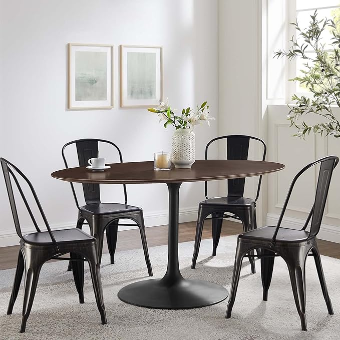 Modway Lippa Dining Table, 60", Black Cherry Walnut - LeafyLoom