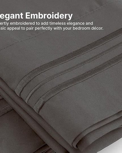 Cal King Size 4 Piece Sheet Set - Comfy Breathable & Cooling Sheets - Hotel Luxury Bed Sheets for Women & Men - Deep Pockets, Easy-Fit, Soft & Wrinkle Free Sheets - Charcoal Oeko-Tex Bed Sheet Set - LeafyLoom