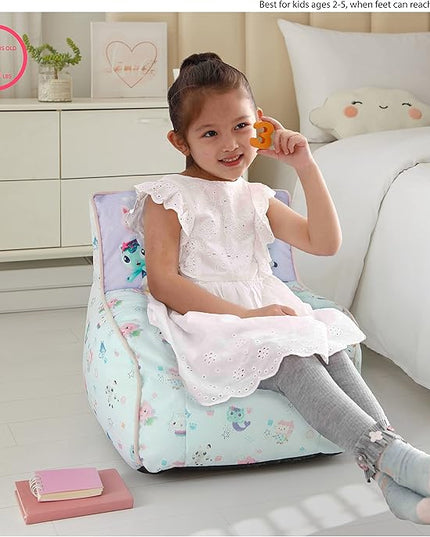 Idea Nuova Gabby's Dollhouse Kids Fabric Bean Bag Chair with Piping & Top Carry Handle, Large - LeafyLoom