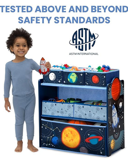 Delta Children Space Adventures Design & Store 6 Bin Toy Storage Organizer - Greenguard Gold Certified, Blue - LeafyLoom