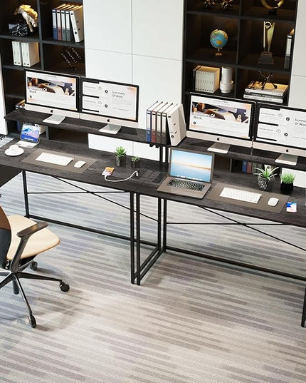 Yoobure Computer Desk with Power Outlets Fast Charging Type-C Included, Gaming Desk with LED Lights, 47" Office Desk with Adjustable Monitor Stand, Small Desk Home Office Desks with Storage Bag & Hook - LeafyLoom